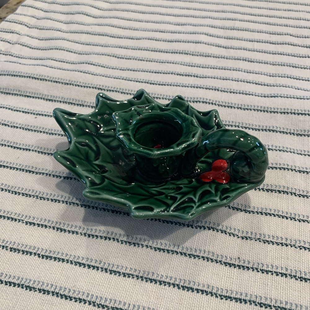 Vintage Lefton Holly Berry Candle Holder